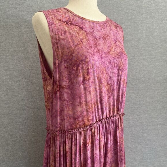 Go Fish Boho Ruffled Tiered Dress Size M Shapeless Prairie Cottage Hippie Batik - Picture 5 of 16